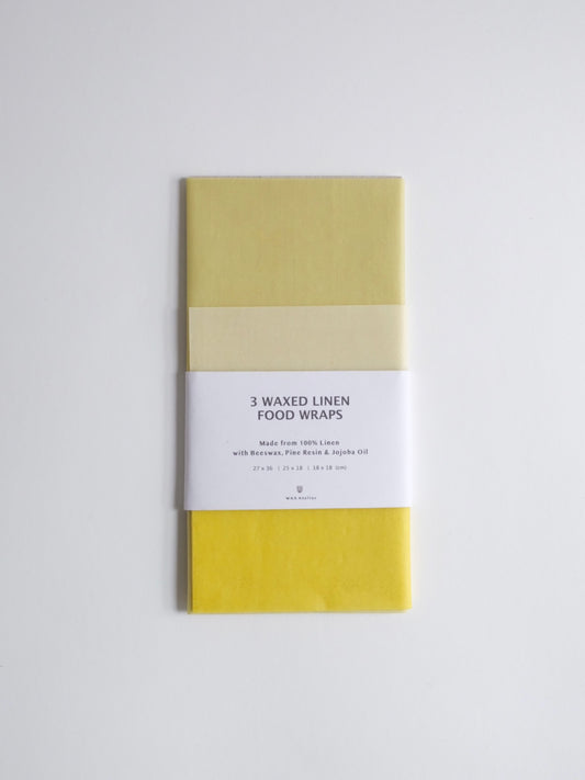 3 Waxed Linen Food Wraps "Yellow"/(フードラップ イエロー系3枚セット)